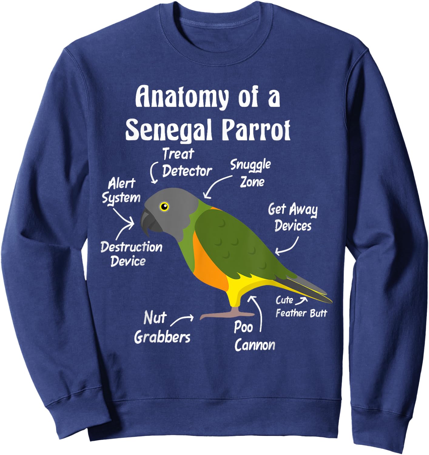 Anatomy of a Senegal Parrot Sweatshirt - Sweatshirt | Navy