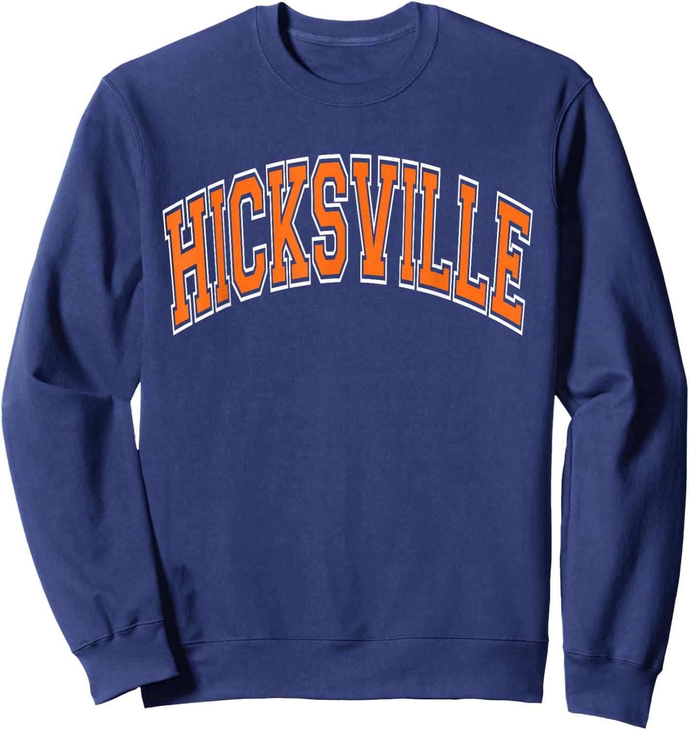 Hicksville Arched Orange Text Sweatshirt - Sweatshirt | Navy