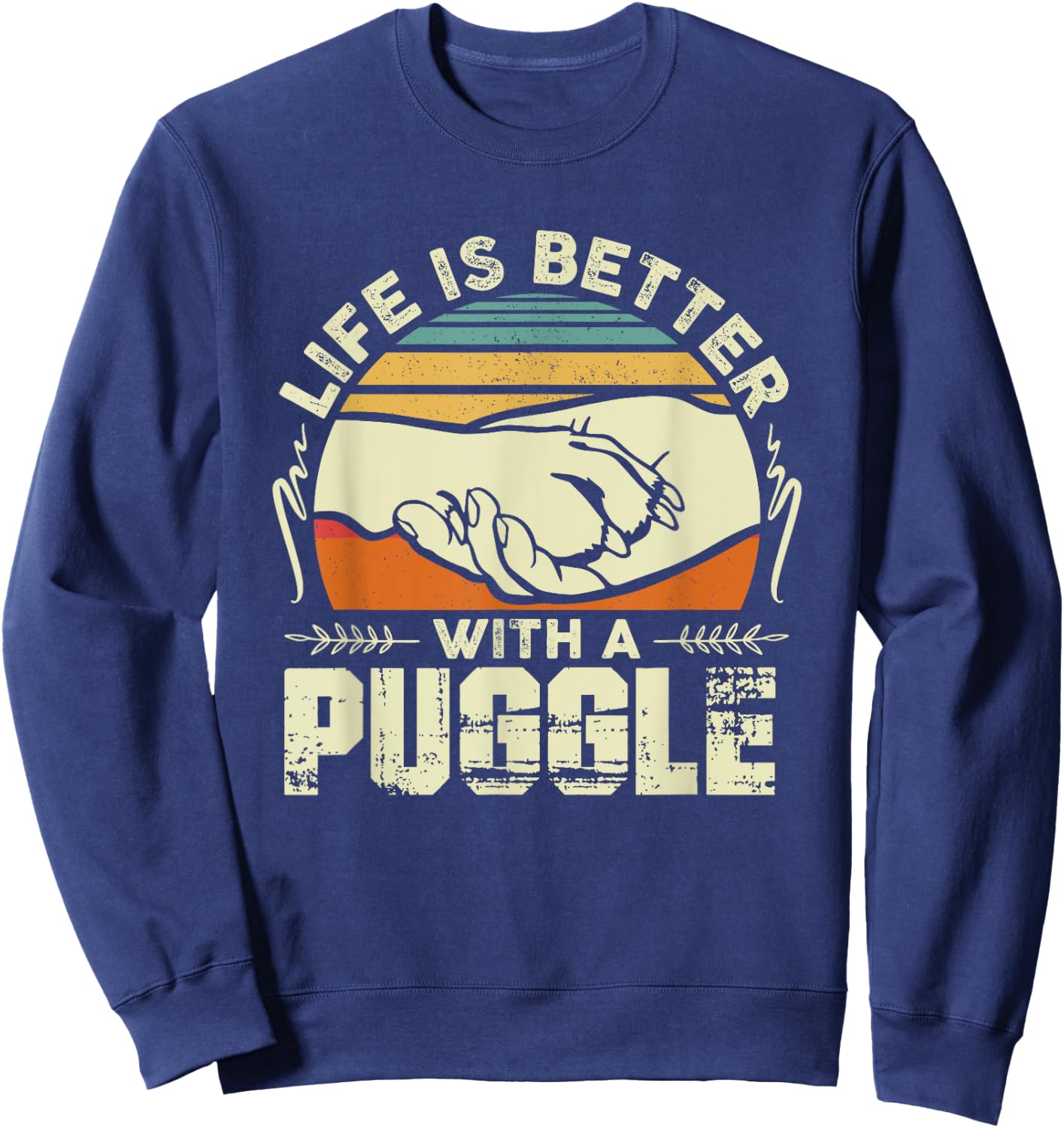 Puggle Shirt Men Women Dog Mom Dog Lover Puggle Sweatshirt - Sweatshirt | Navy
