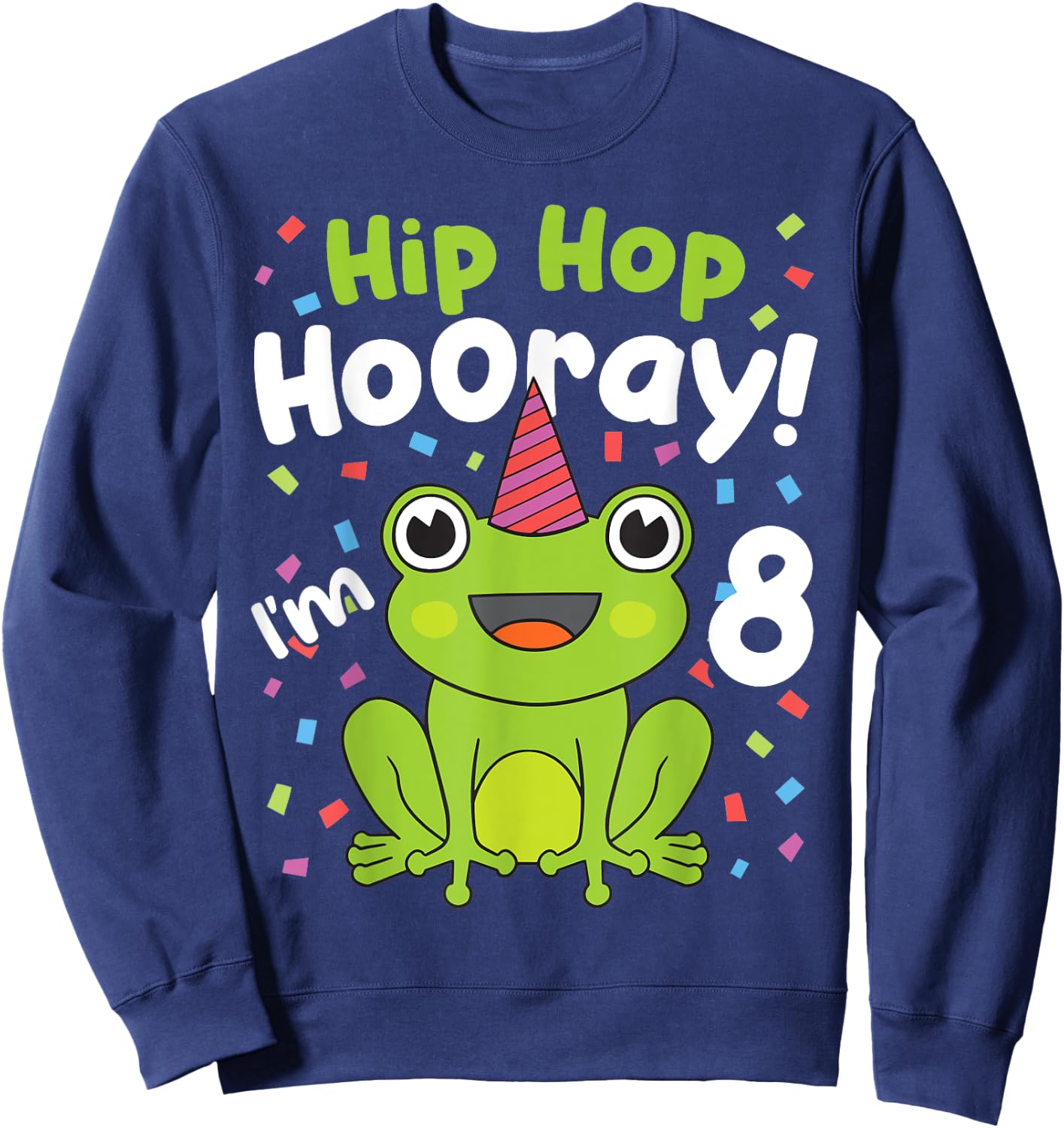 8th Birthday Boy Frog Lover 8 Year Old Funny B-Day Matching Sweatshirt - Sweatshirt | Navy