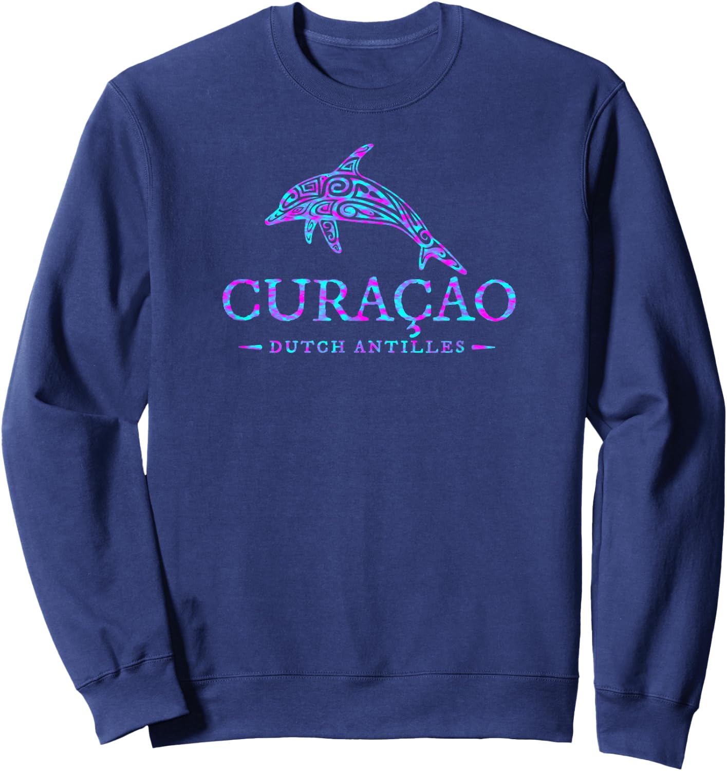 Curacao Dolphin Boys Girls Toddler Colourful Souvenir Sweatshirt - Sweatshirt | Navy