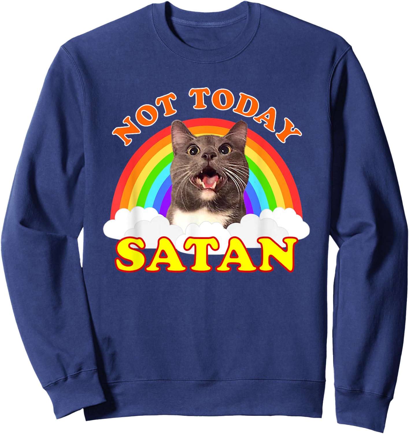Funny Not Today Satan Cat Sweatshirt - Sweatshirt | Navy
