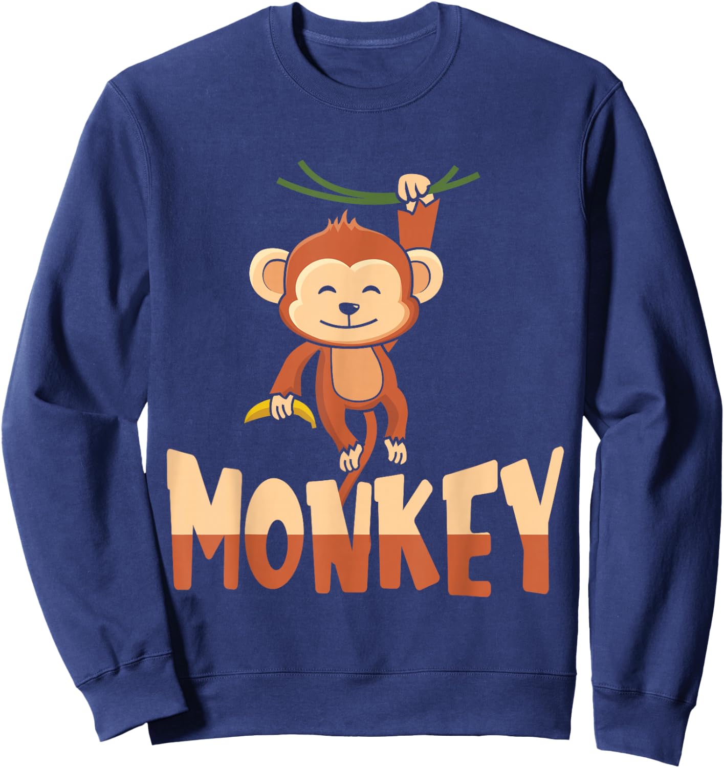 Zoo Animal Toddlers Kids Gift Cute Monkey Sweatshirt - Sweatshirt | Navy