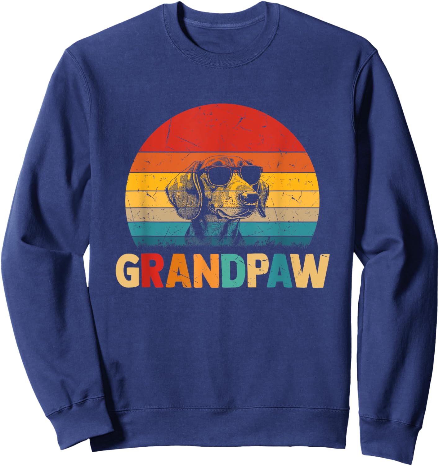 Funny Grandpaw Retro Vintage Dachshund Lover Grandpa Fathers Sweatshirt - Sweatshirt | Navy