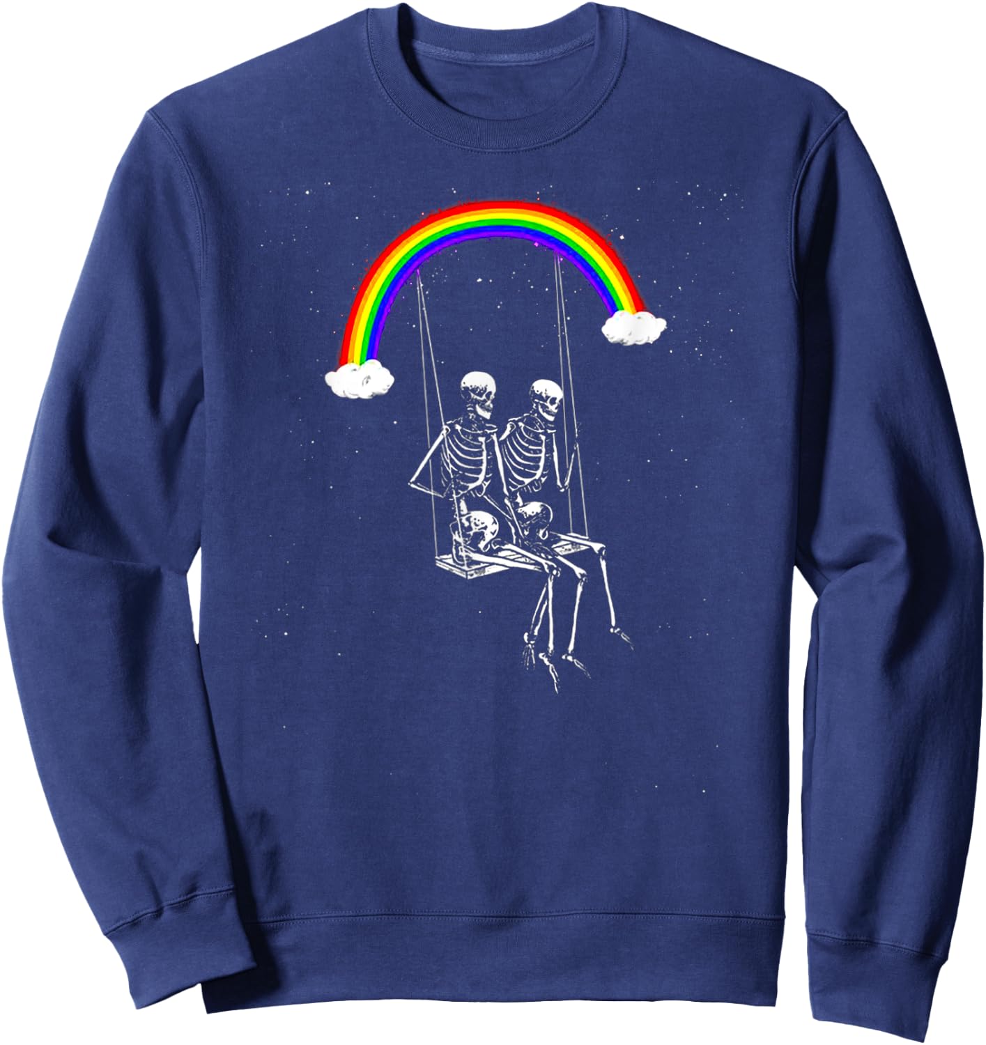 Skeleton Rainbow Swing Funny Spooky Halloween Costume Design Sweatshirt - Sweatshirt | Navy