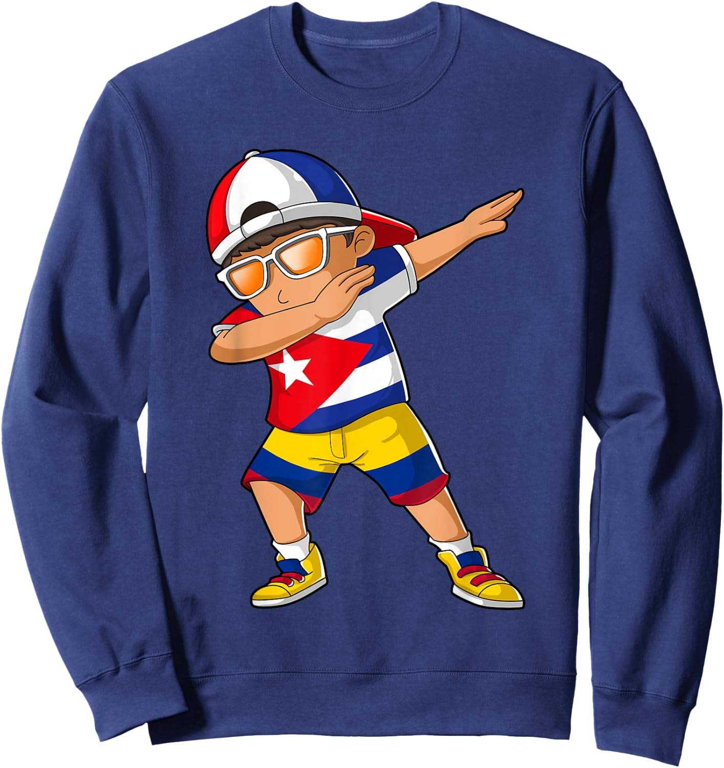 Half Cuban Half Colombian Boy Kid Cuba Colombia Flag Sweatshirt - Sweatshirt | Navy