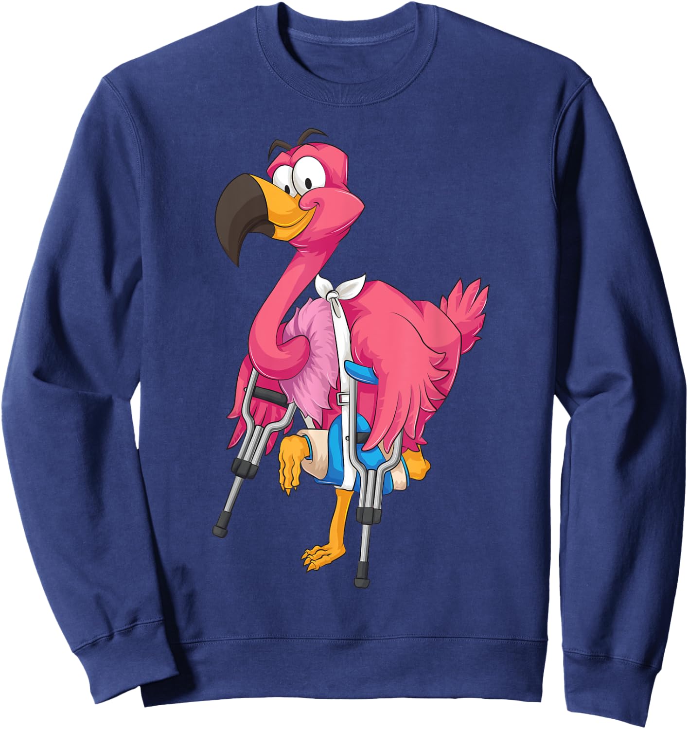 Cool Broken Leg Flamingo | Funny Fractured Shorebird Gift Sweatshirt - Sweatshirt | Navy
