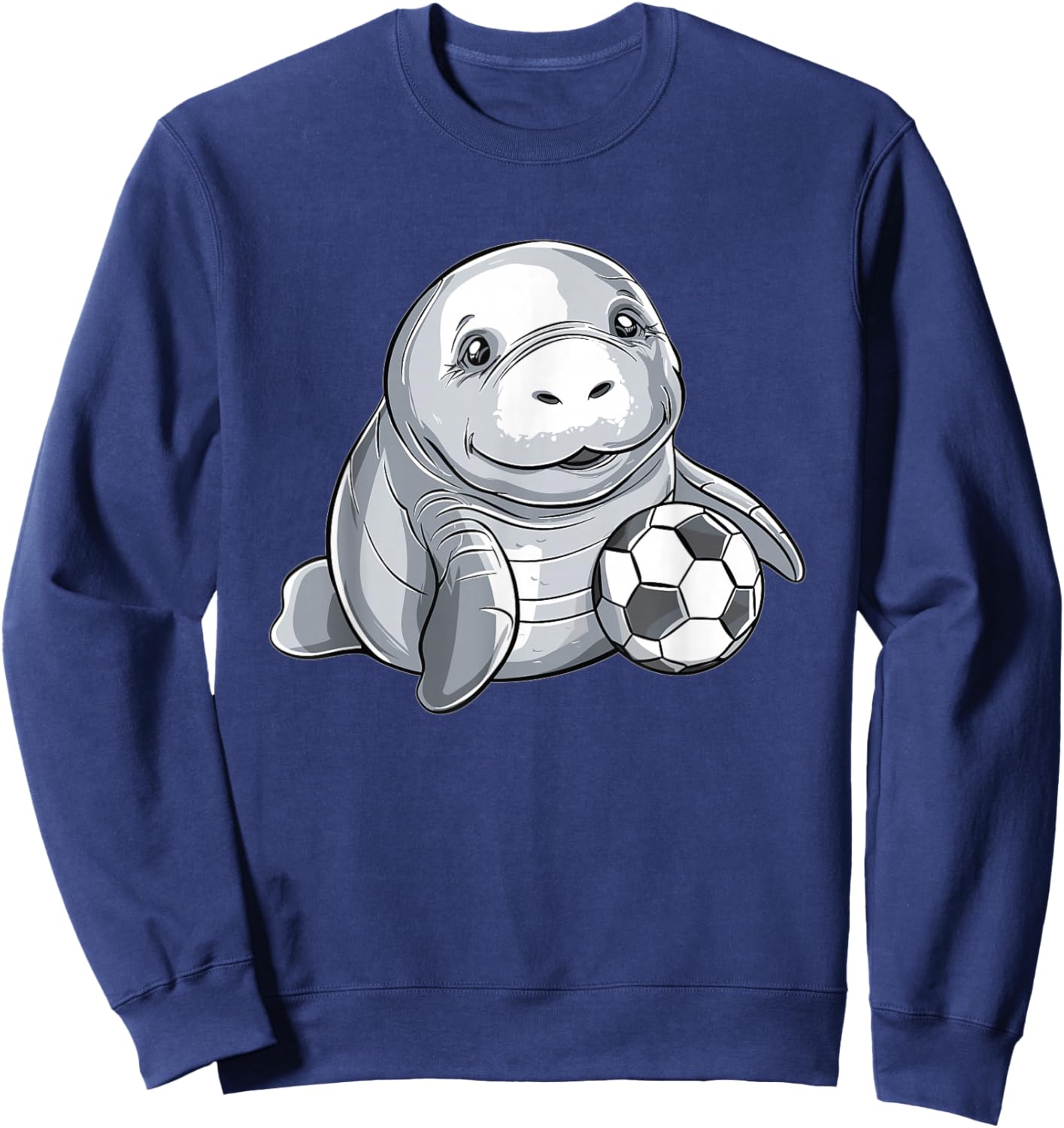 Cute Soccer Manatee Sweatshirt - Sweatshirt | Navy