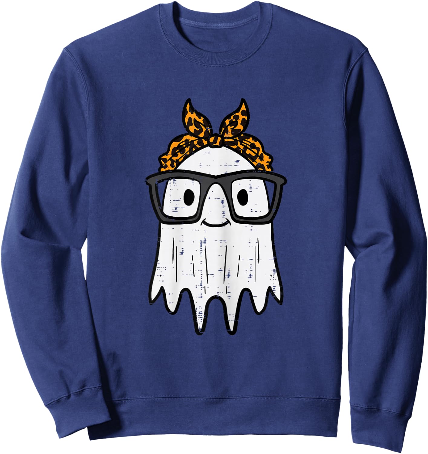 Halloween Ghost Glasses Cute Costume Girl Kids Toddler Women Sweatshirt - Sweatshirt | Navy