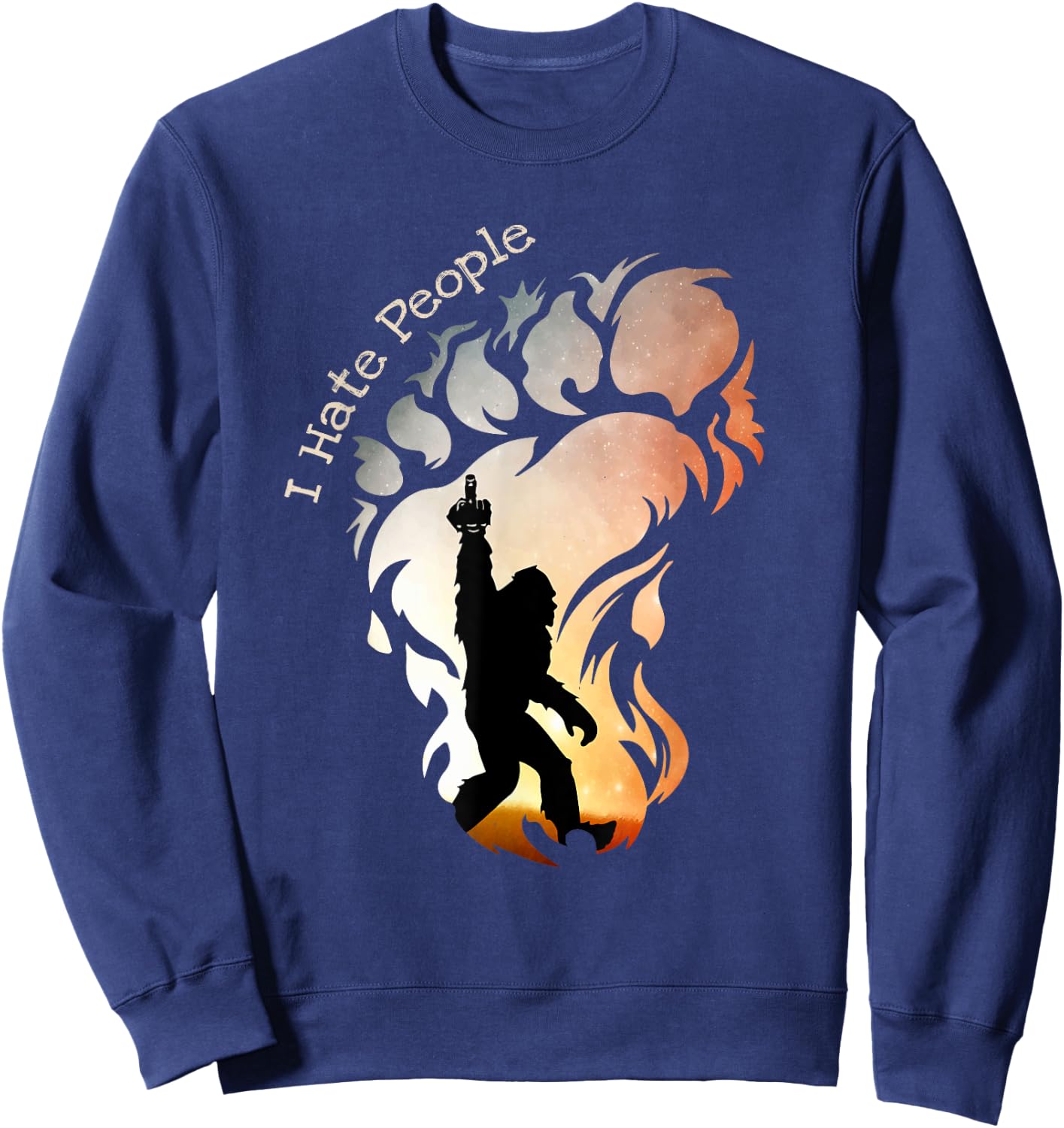 I Hate People Bigfoot Funny Camping Sweatshirt - Sweatshirt | Navy
