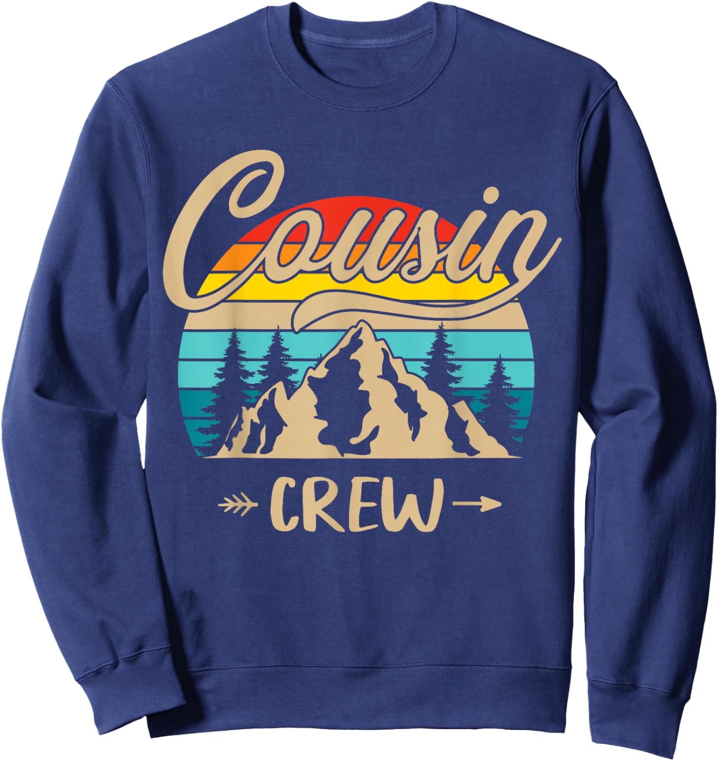 Cousin Crew Camping Sunset Summer Camp Retro Matching Trip Sweatshirt - Sweatshirt | Navy