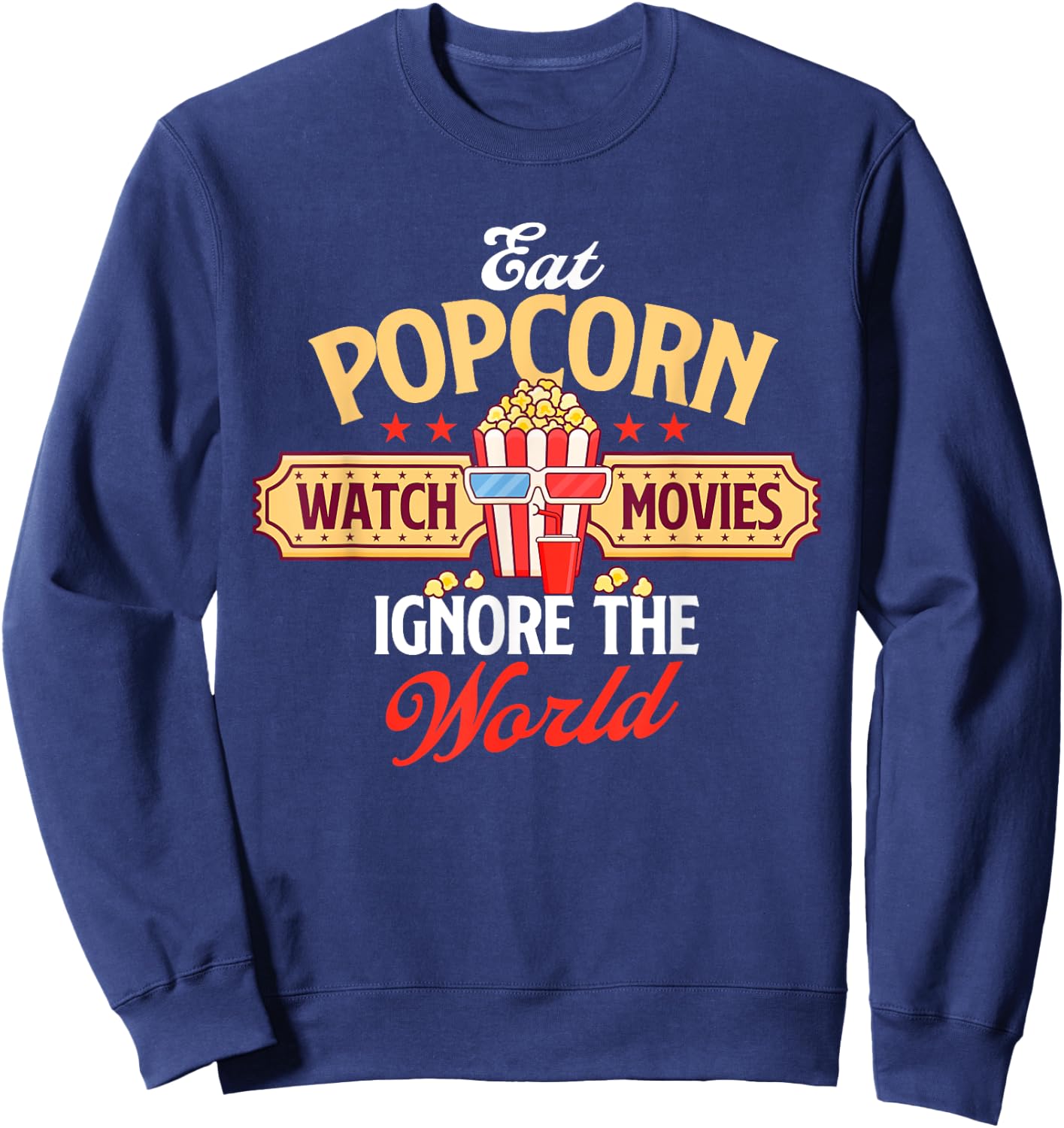 Eat Popcorn Watch Movies - Caramel Corn Popped Corn Sweatshirt - Sweatshirt | Navy