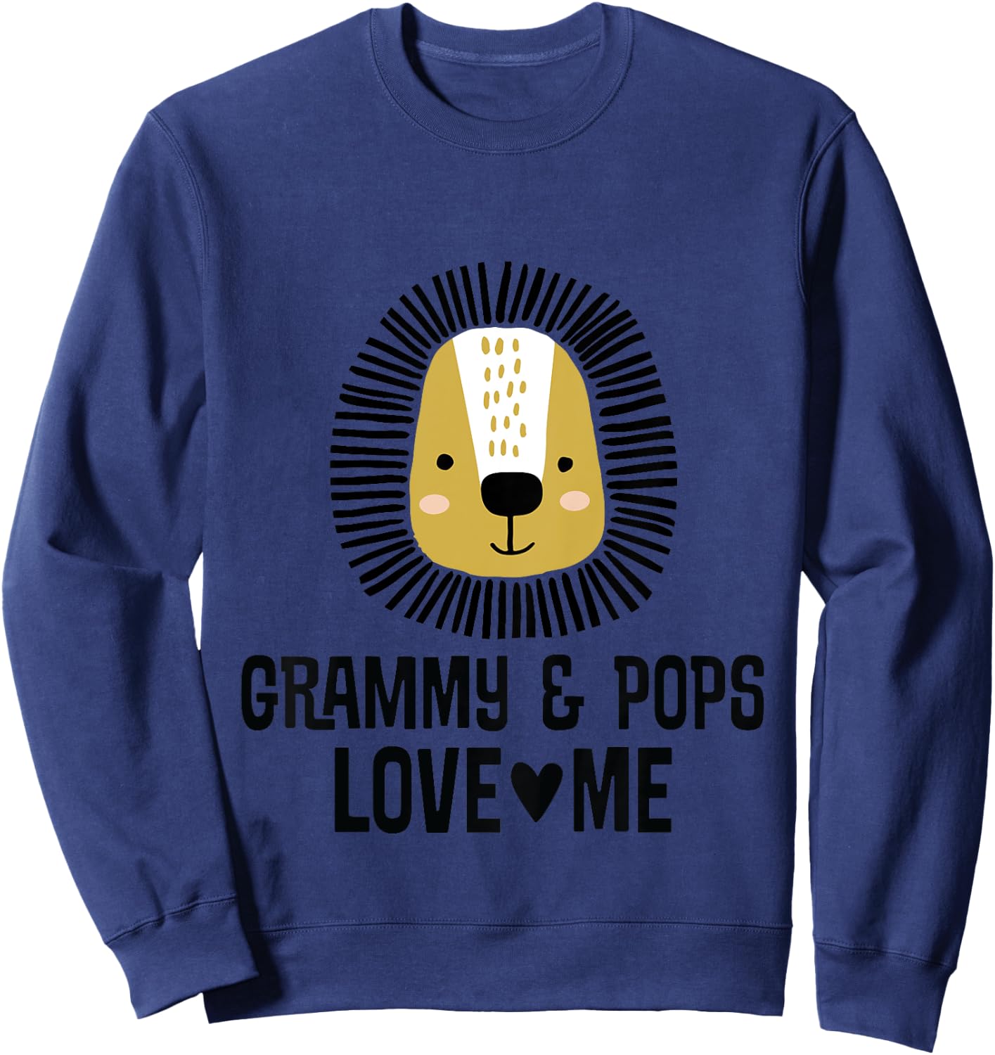 Kids My Grammy And Pops Love Me Grandson Lion Sweatshirt - Sweatshirt | Navy
