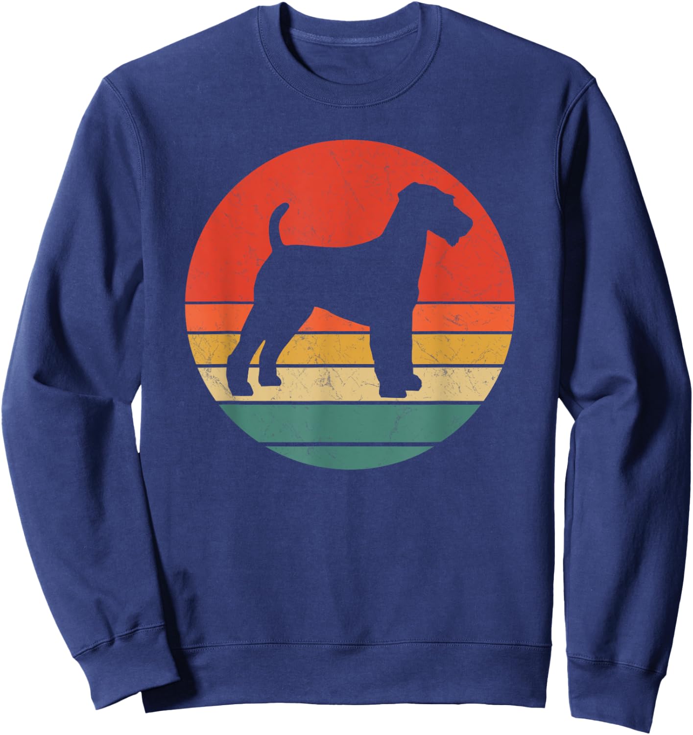 Welsh Terrier Vintage Dog Silhouette Retro Cute Dogs Gift Men Women Girls Kids Sweatshirt - Sweatshirt | Navy