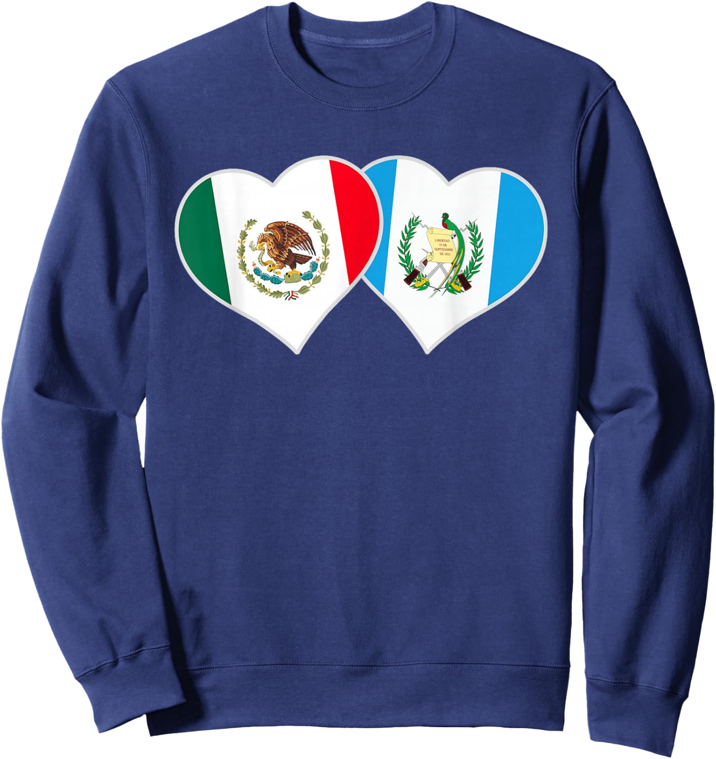 Mexican Guatemalan Flag Love Mexico Guatemala Heart Sweatshirt - Sweatshirt | Navy
