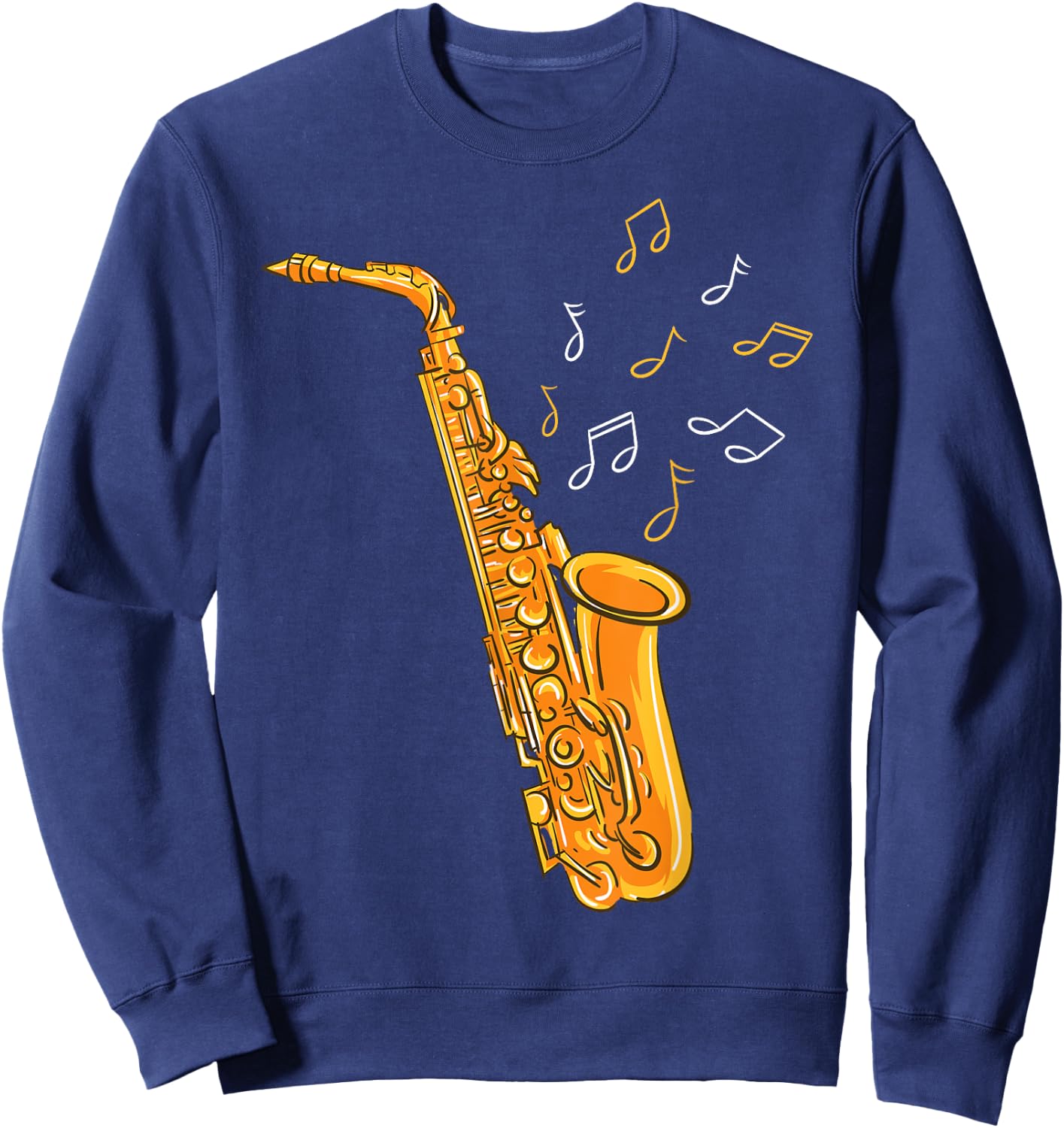 Saxophone Player Musical Notes Saxophonist Jazz Musician Sax Sweatshirt - Sweatshirt | Navy
