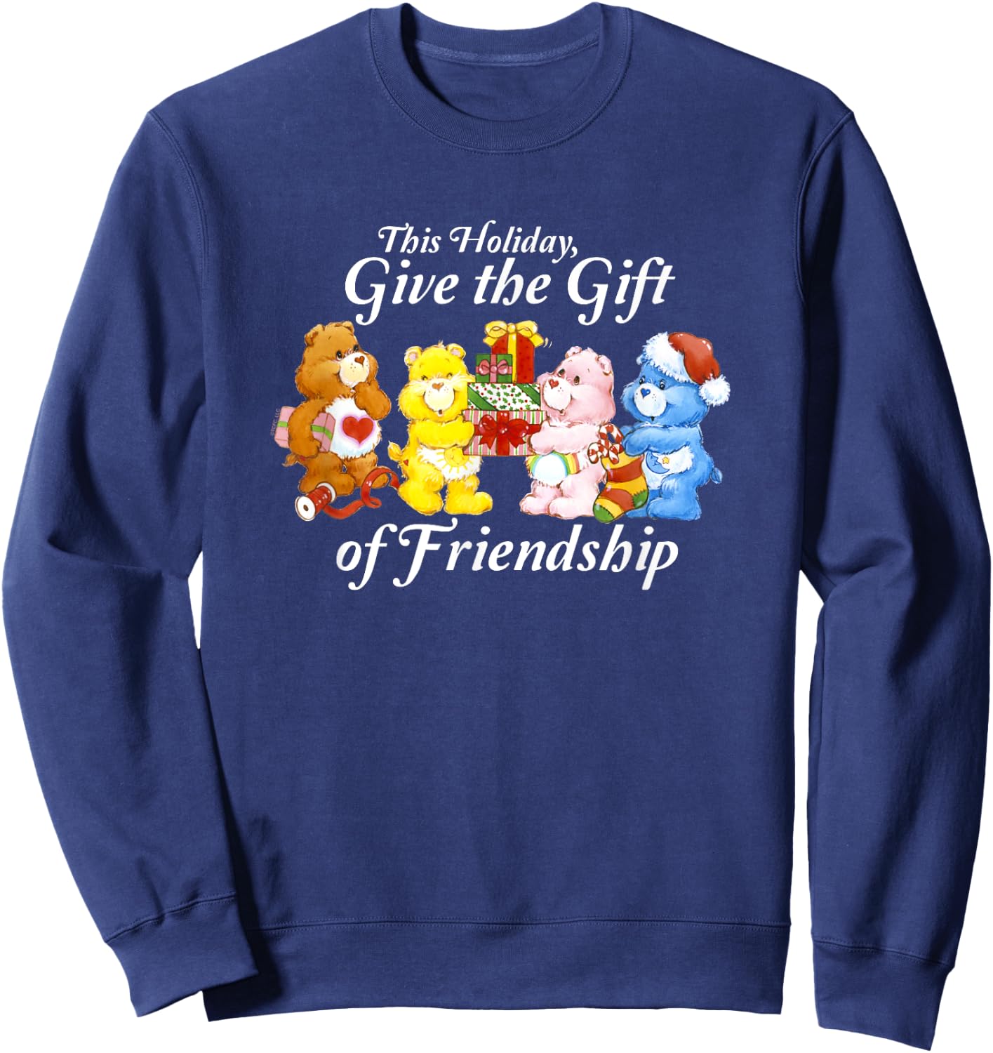 Care Bears Give the Gift of Friendship Christmas Cartoon Sweatshirt - Sweatshirt | Navy