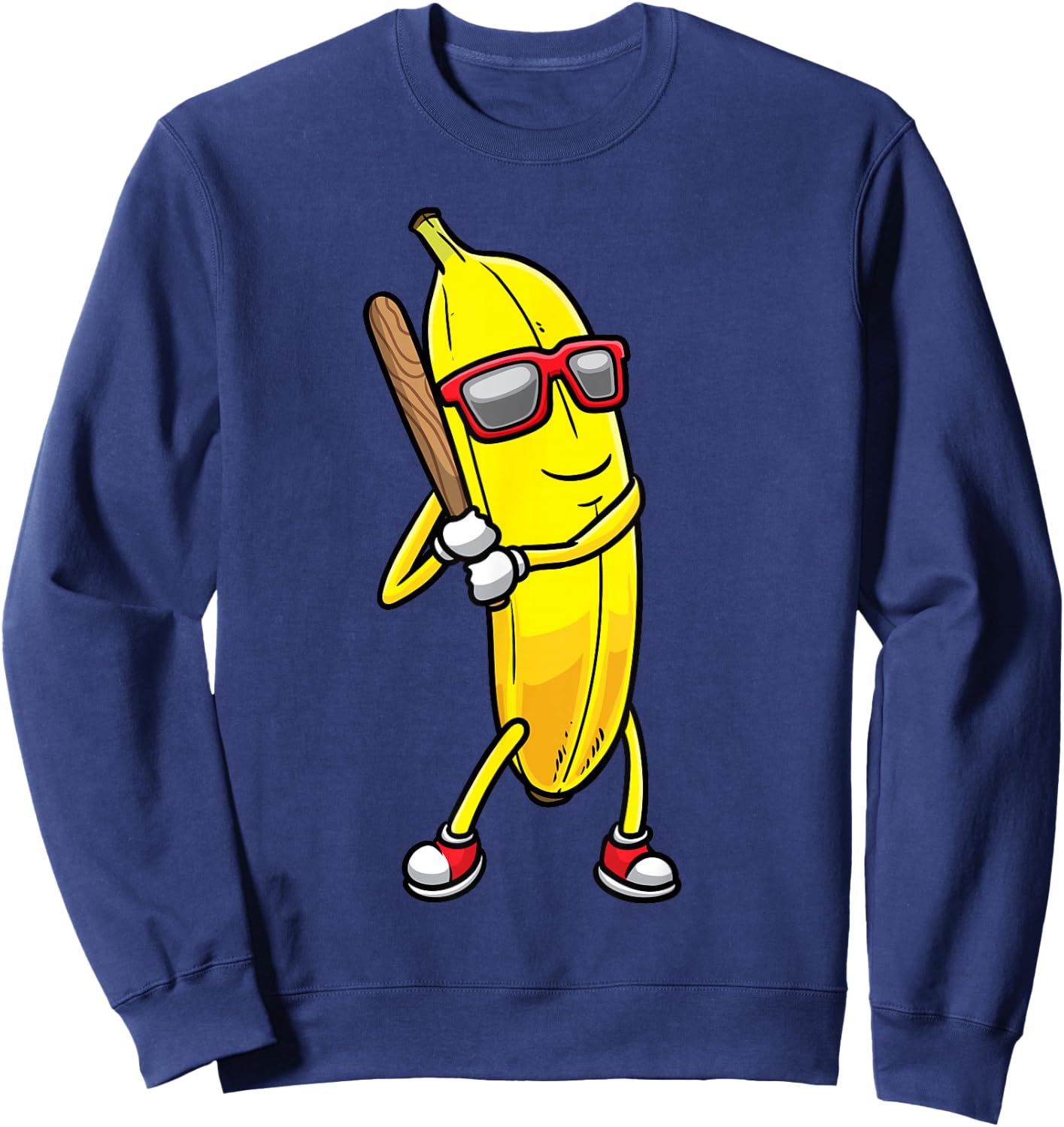 Banana Playing Baseball Fruit Lover Baseball Player Sweatshirt - Sweatshirt | Navy