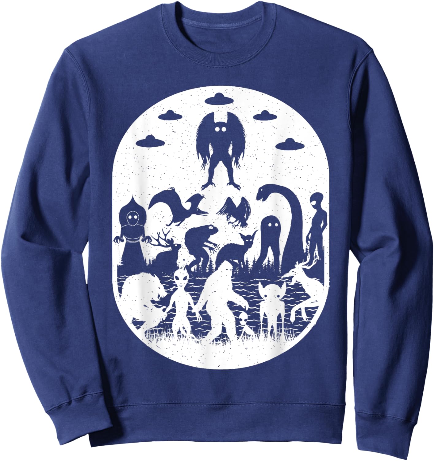 Bigfoot Mothman Dogman Aliens And Other Monsters! Cryptid Sweatshirt - Sweatshirt | Navy