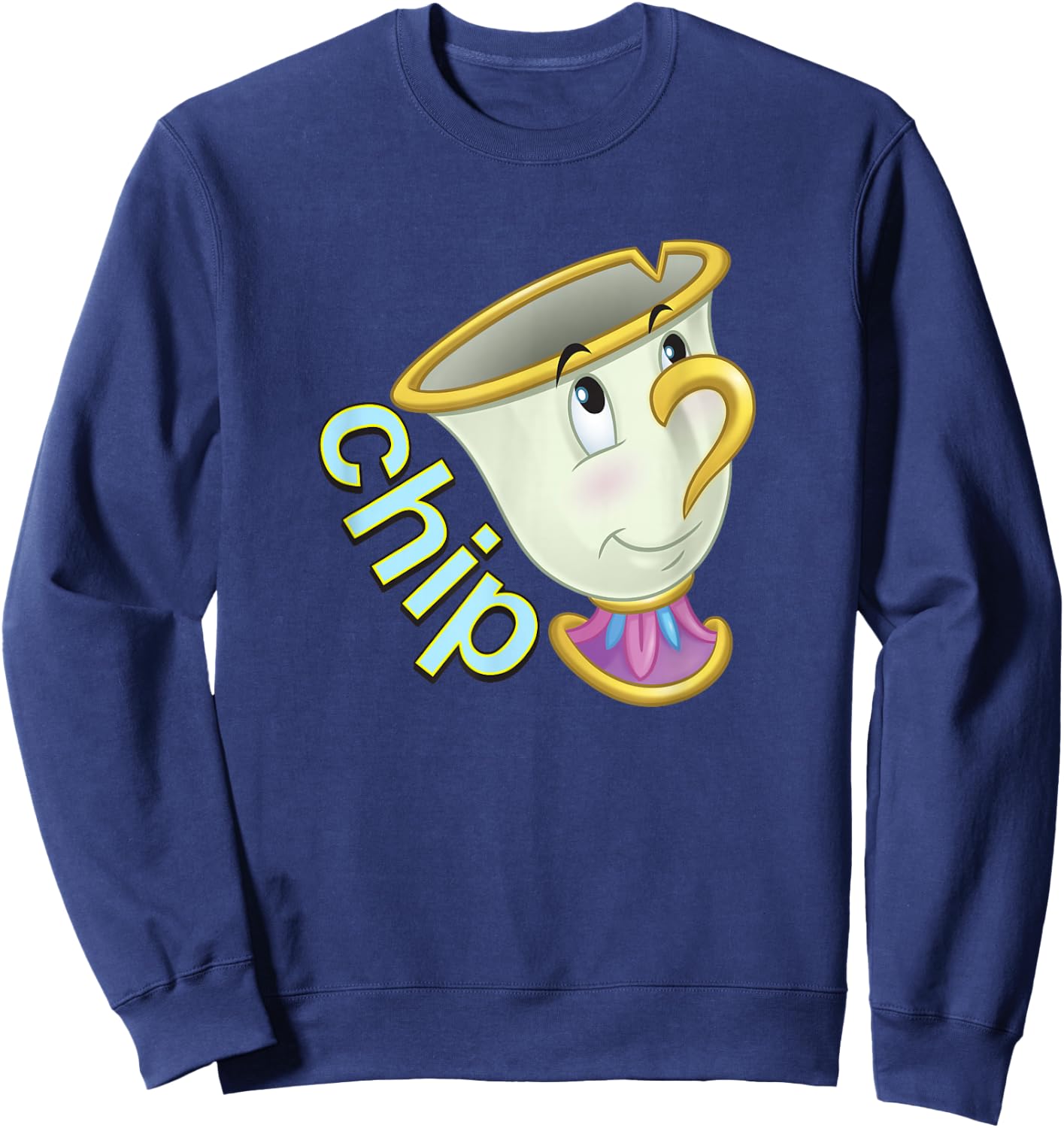 Disney Beauty and The Beast Chip Side Profile Big Face Sweatshirt - Sweatshirt | Navy