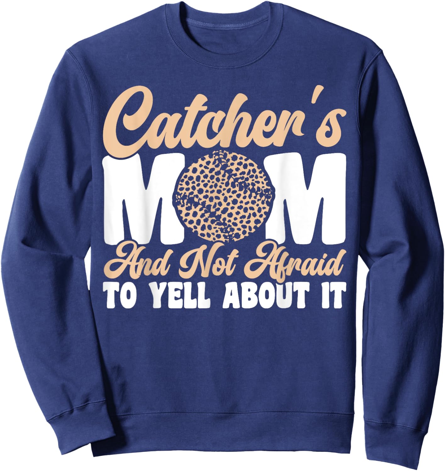 Baseball Mom Catcher's Mom Leopard Softball Mom Sweatshirt - Sweatshirt | Navy