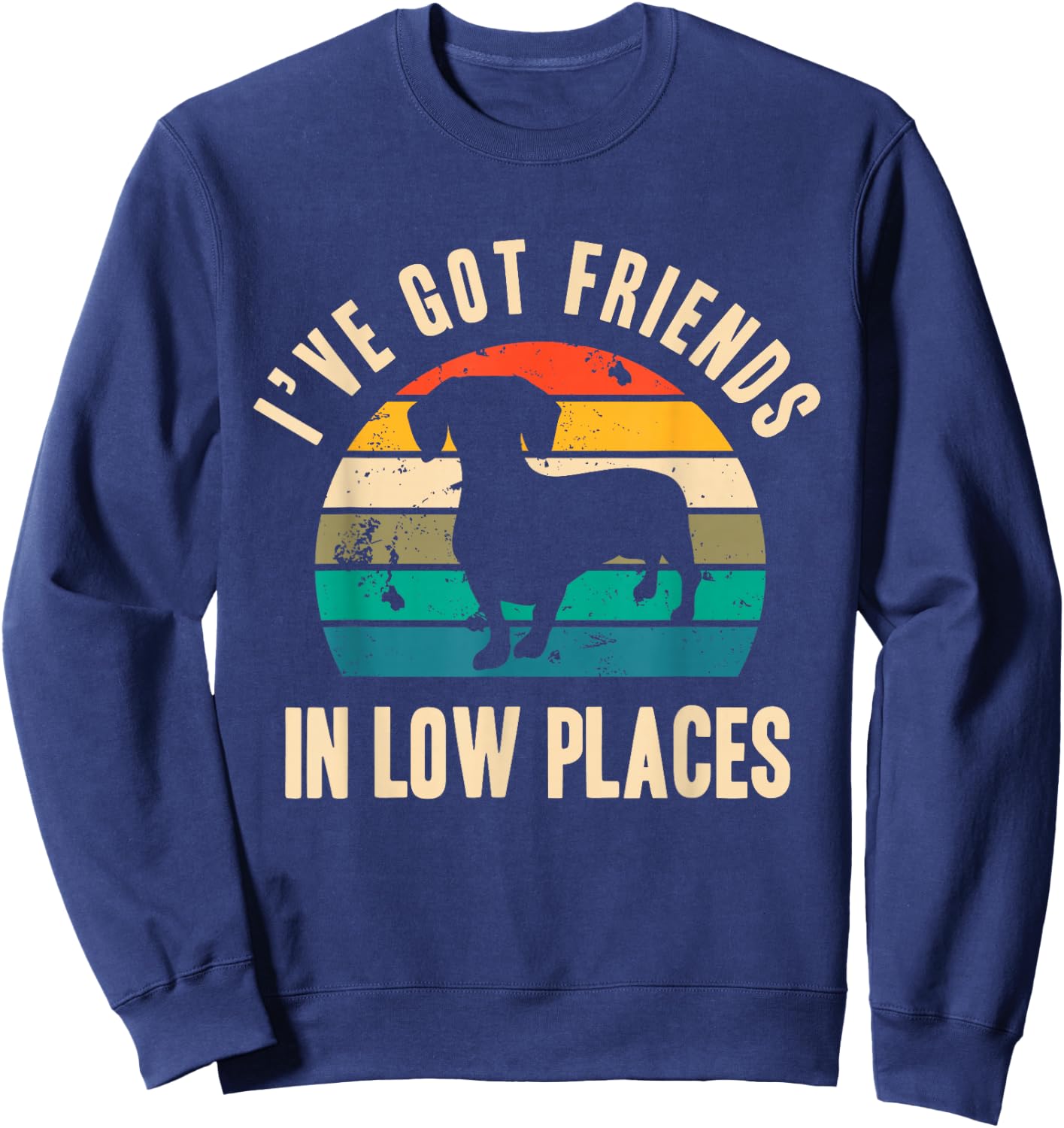 I've Got Friends In Low Places Funny Dachshund Vintage Gift Sweatshirt - Sweatshirt | Navy