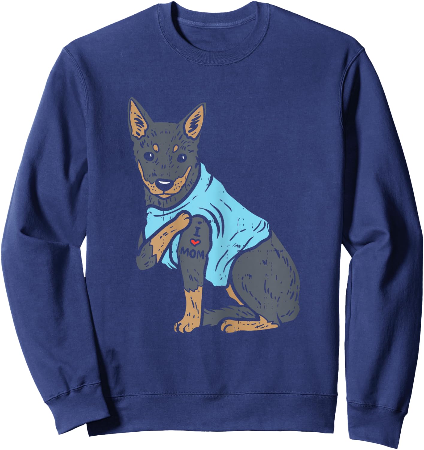 Heeler I Love Mom Animal Pet Red Blue Cattle Dog Women Gift Sweatshirt - Sweatshirt | Navy