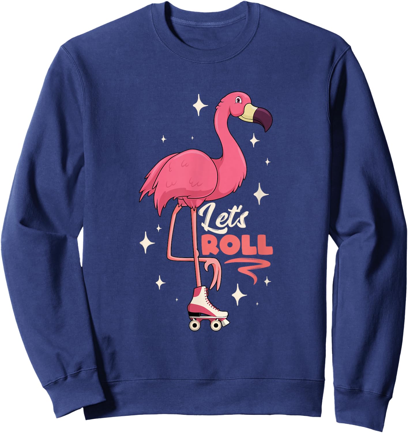 Roller Skating Dance Flamingo Let's Roll Quad Skater Sweatshirt - Sweatshirt | Navy