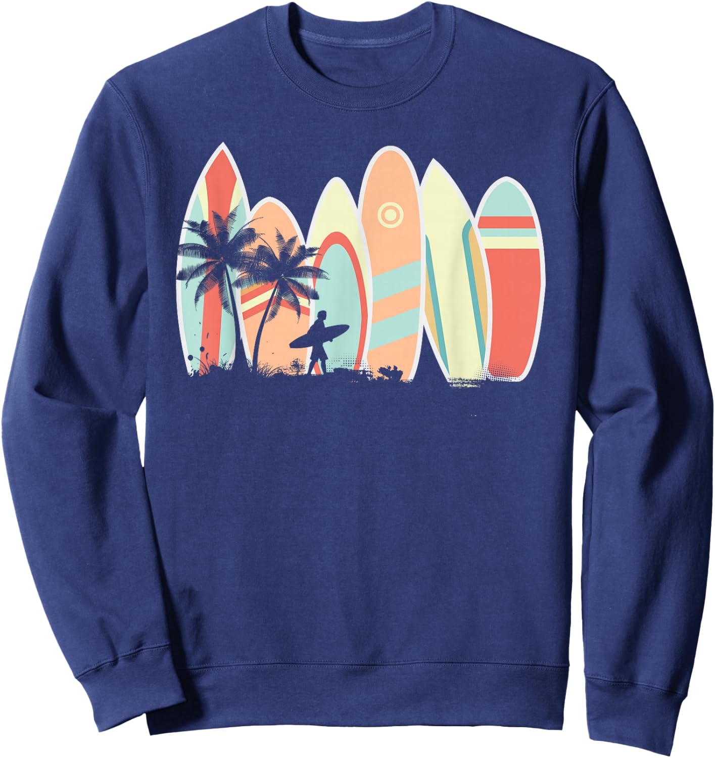 Retro Vintage Surfboard Surfing Surfboarder Wave Surfer Sweatshirt - Sweatshirt | Navy