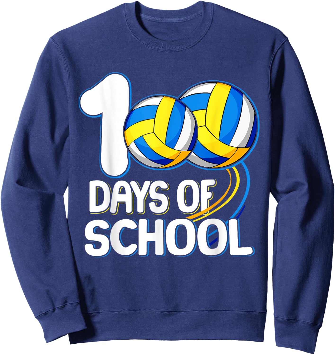 100 Days of School Volleyball Player 100th Day of School Kid Sweatshirt - Sweatshirt | Navy