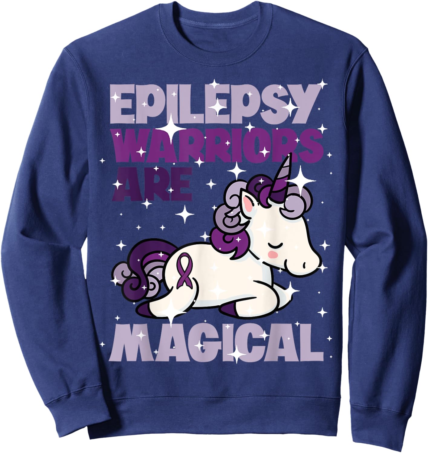 Epilepsy Warrior Epileptic Day Purple Unicorn Lover Gift Sweatshirt - Sweatshirt | Navy