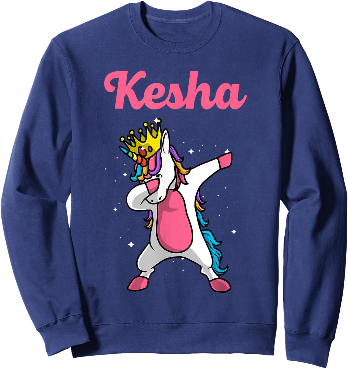 KESHA Name Personalized Birthday Dabbing Unicorn Queen Sweatshirt - Sweatshirt | Navy