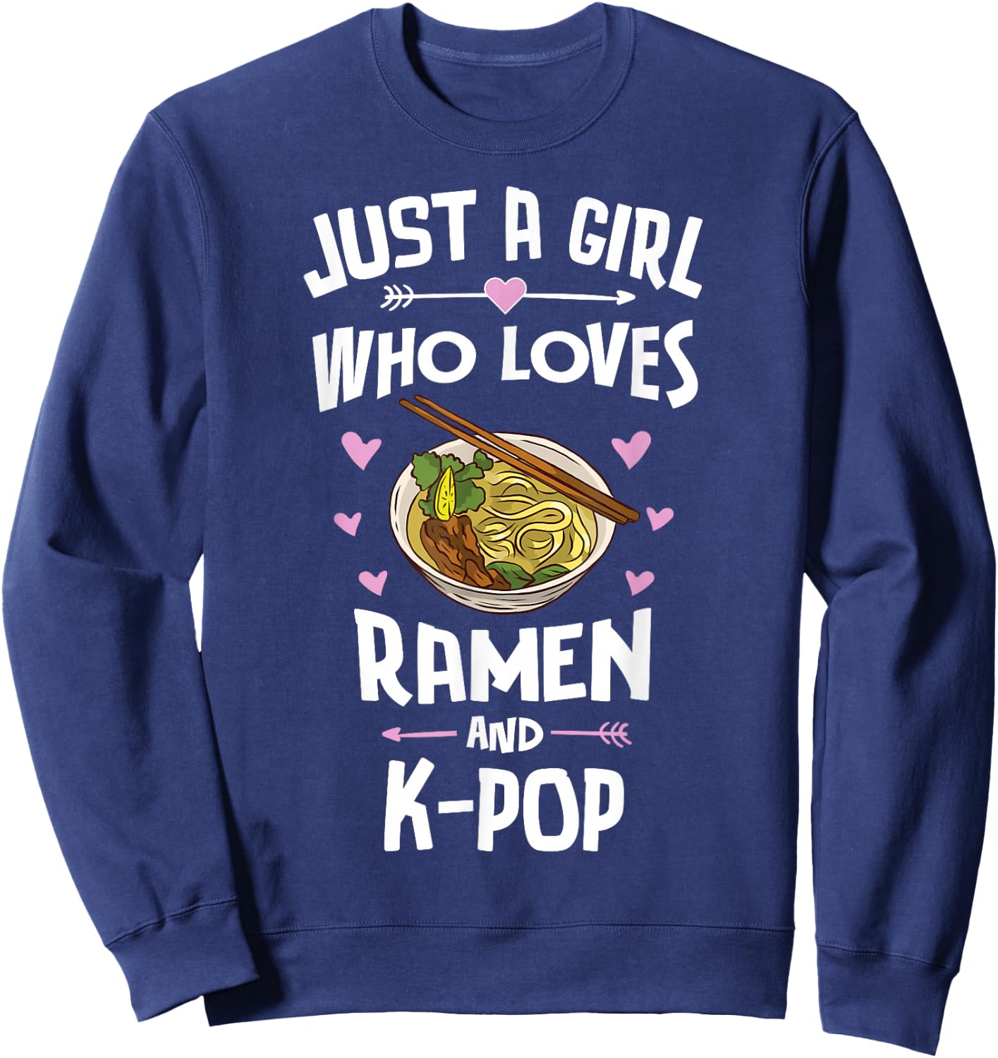Ramen and K-Pop Graphic for Teen Girls Small Sweatshirt - Sweatshirt | Navy