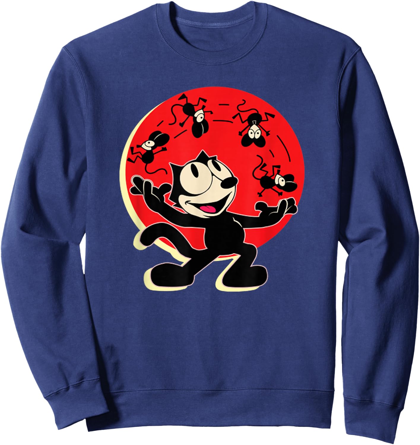 Felix Cat Juggling Mice Vintage Cartoon Retro Graphic Sweatshirt - Sweatshirt | Navy