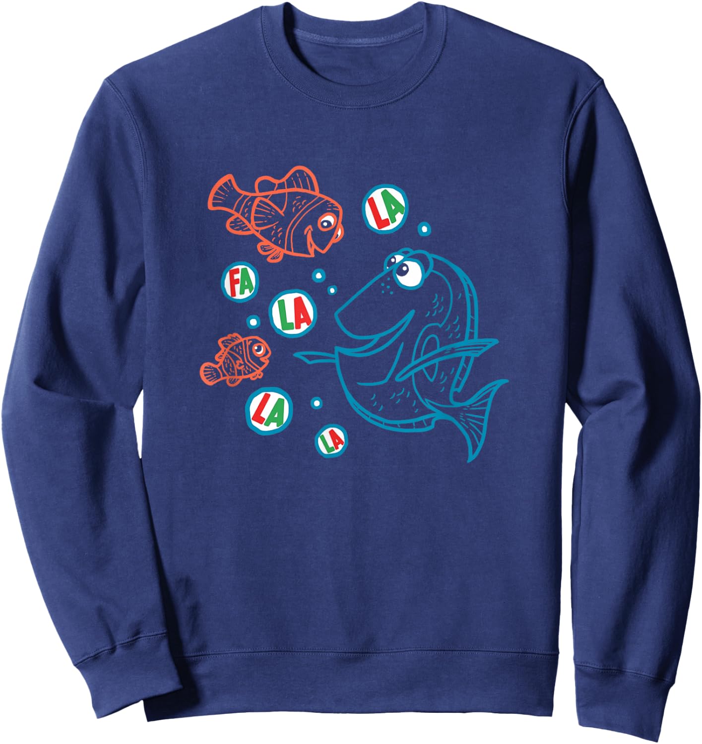 Disney Pixar Finding Nemo Christmas Fa La La La Outline Logo Sweatshirt - Sweatshirt | Navy