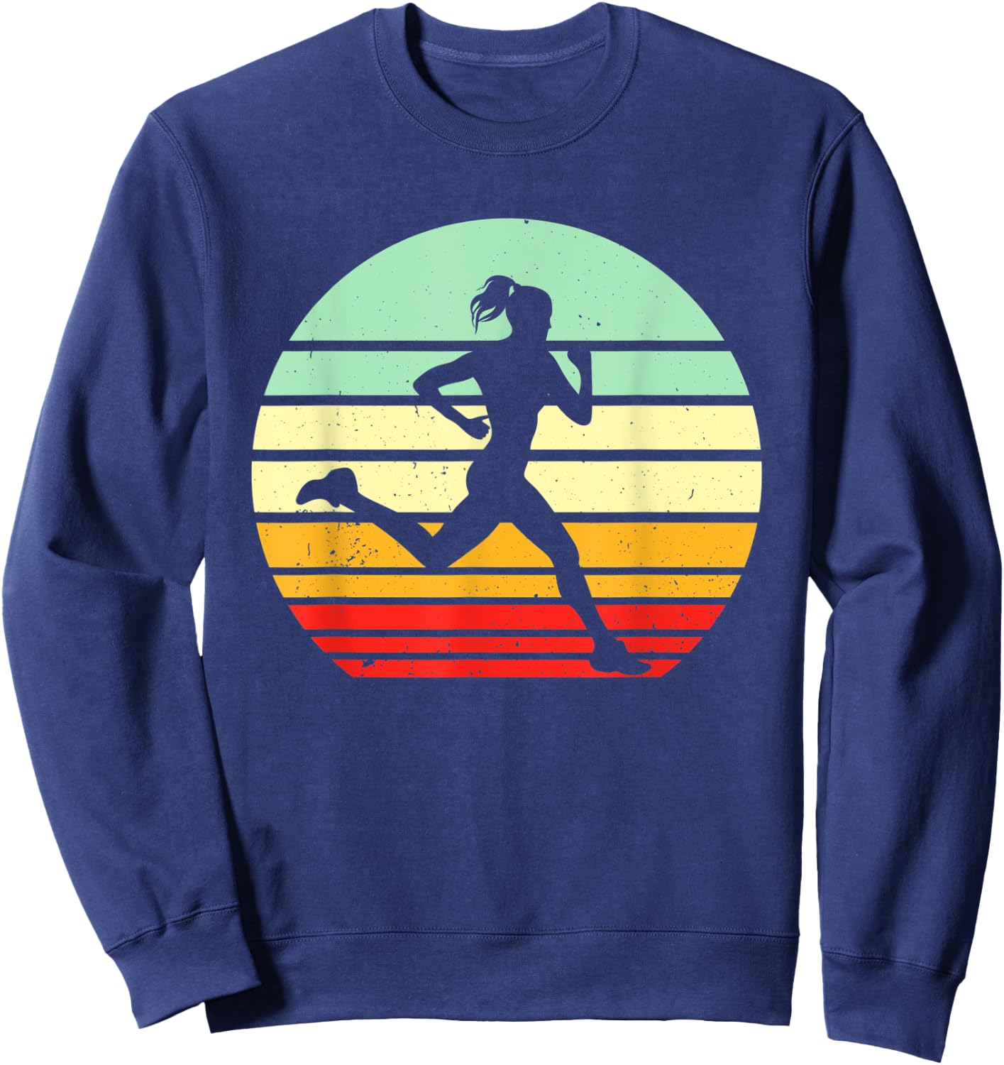 Vintage Running Marathon Jogging Run 80s Retro Runner Sweatshirt - Sweatshirt | Navy