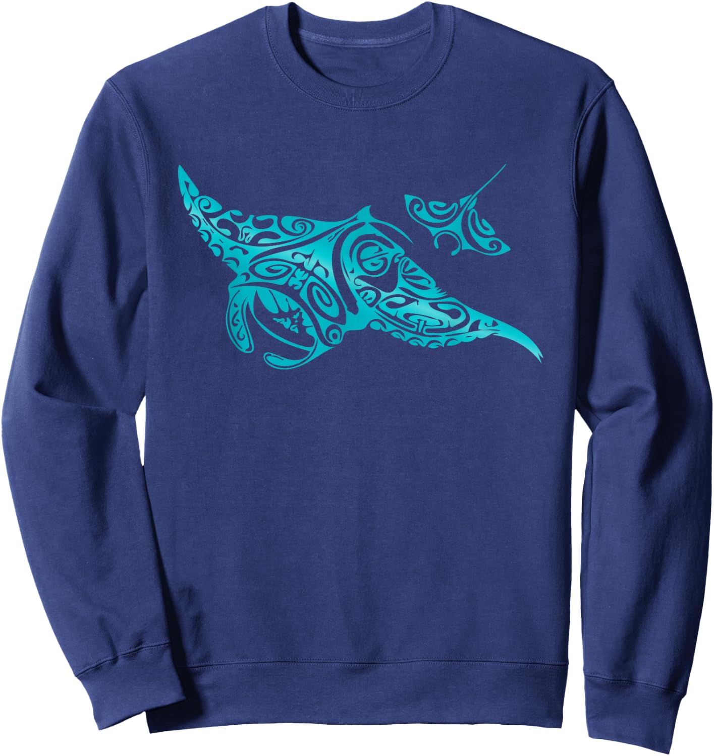 Hawaii Tribal Manta Ray Hawaiian Shirt Shark Lover Sweatshirt - Sweatshirt | Navy