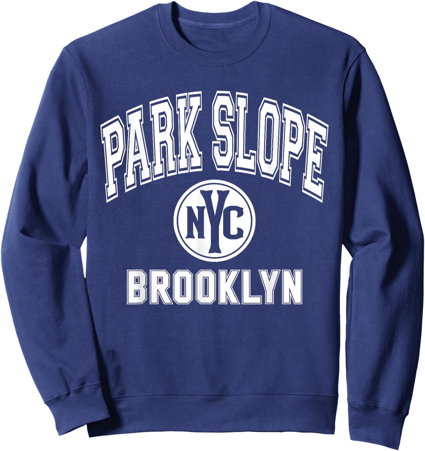 Park Slope Brooklyn Text NYC Circle White Print Sweatshirt - Sweatshirt | Navy