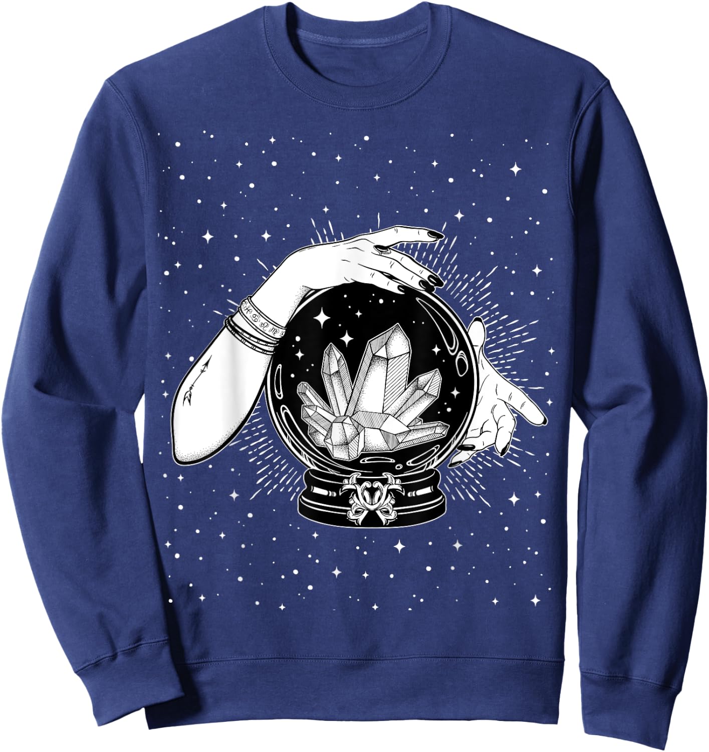 Vintage Witchy Mystic Crystal Ball Fortune Teller Crystals Sweatshirt - Sweatshirt | Navy