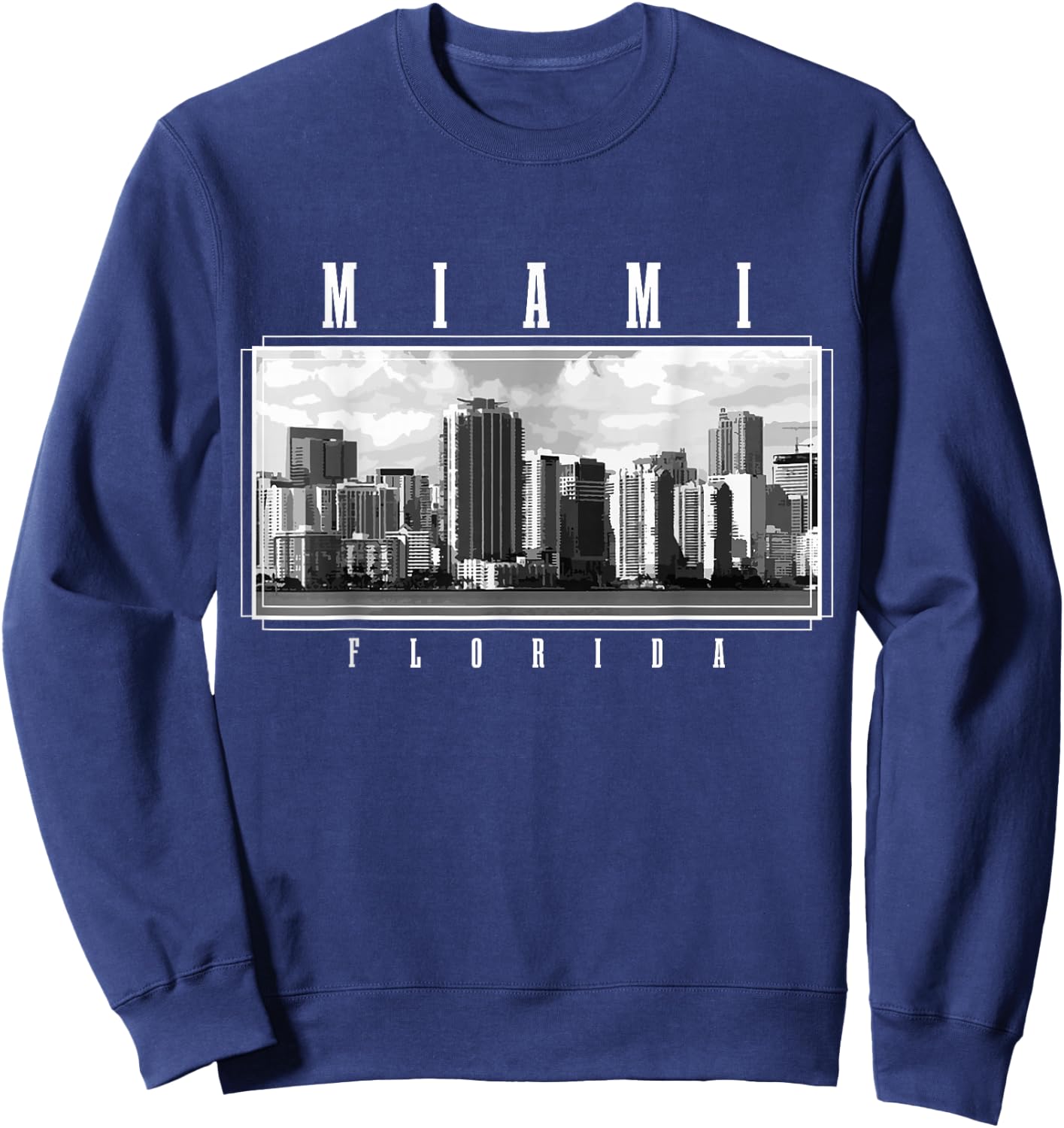 Miami Skyline Florida Pride Vintage Miami Sweatshirt - Sweatshirt | Navy