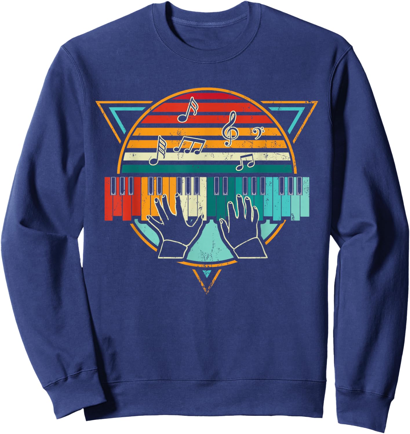 Retro Piano Keyboard Sweatshirt - Sweatshirt | Navy
