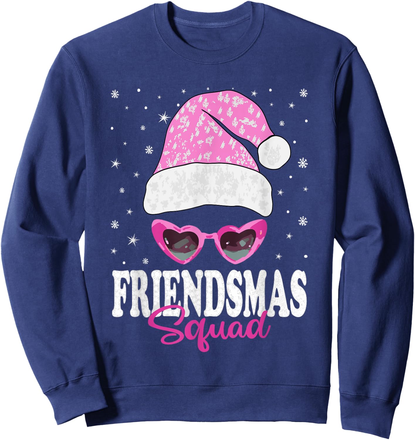 Friendsmas Squad Christmas Santa Hat Matching Besties Sweatshirt - Sweatshirt | Navy