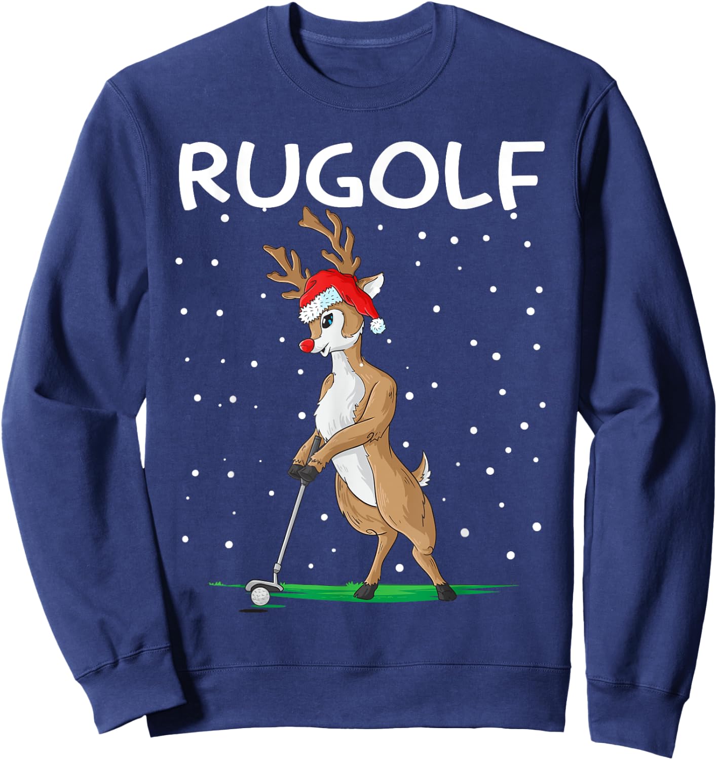 Funny Rugolf Reindeer Christmas Golf Sweatshirt - Sweatshirt | Navy