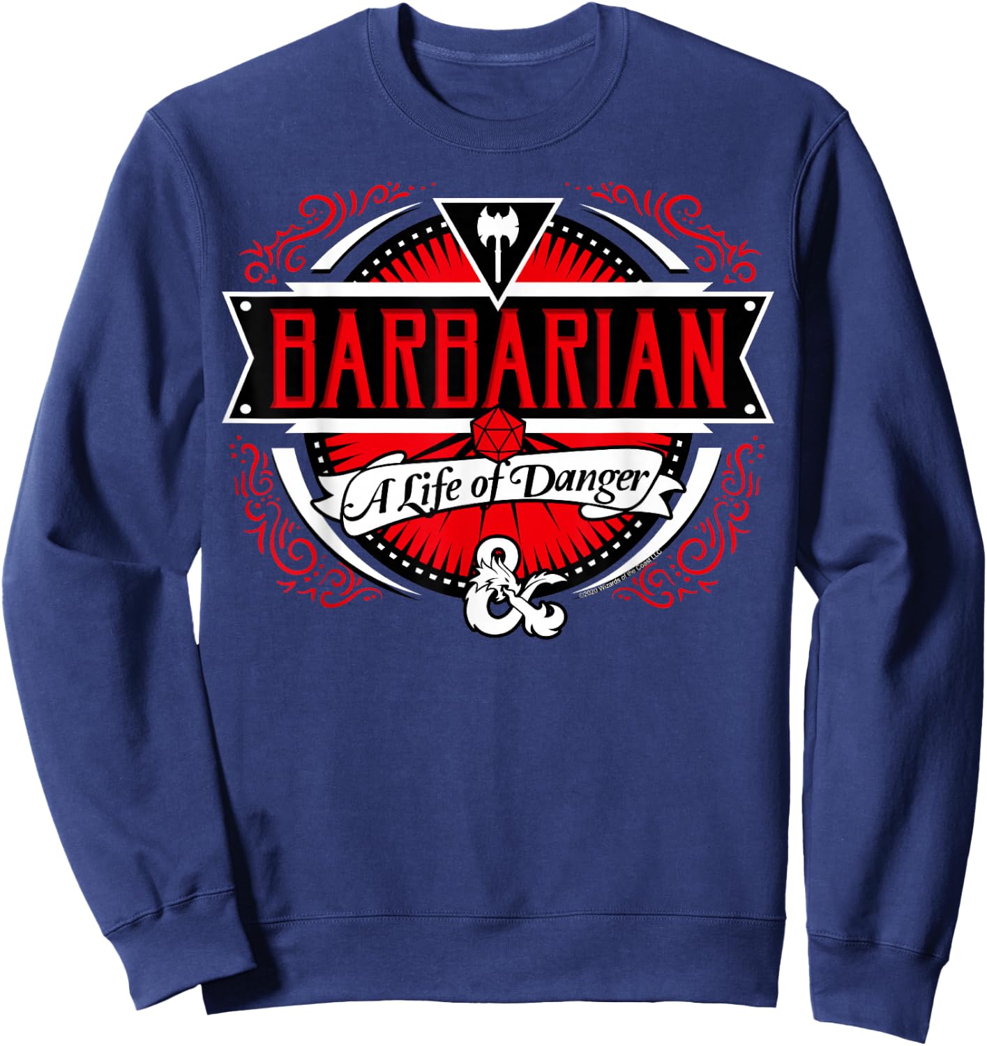 Dungeons & Dragons Barbarian A Life Of Danger Logo Sweatshirt - Sweatshirt | Navy