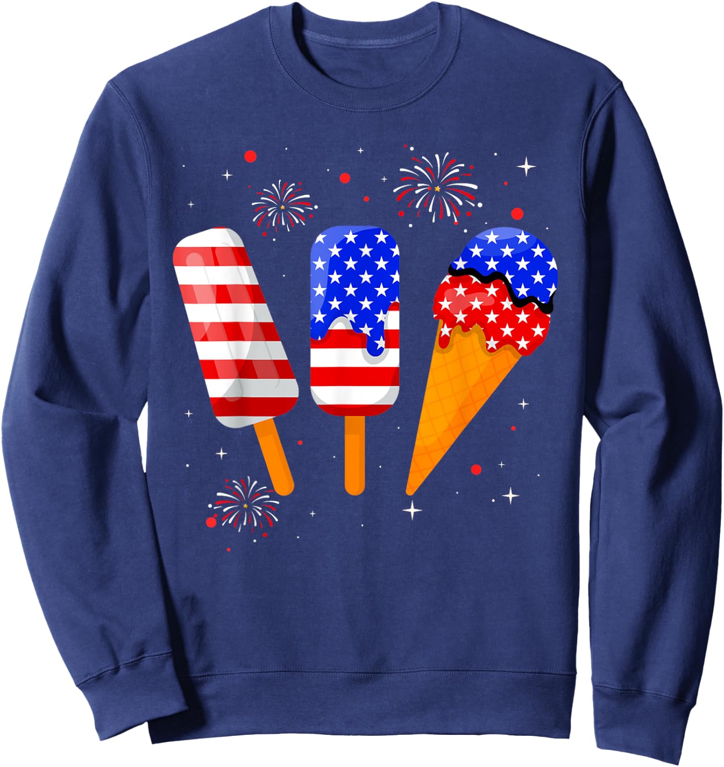 4th of July Popsicle American Flag Patriotic Summer Boy Girl Sweatshirt - Sweatshirt | Navy