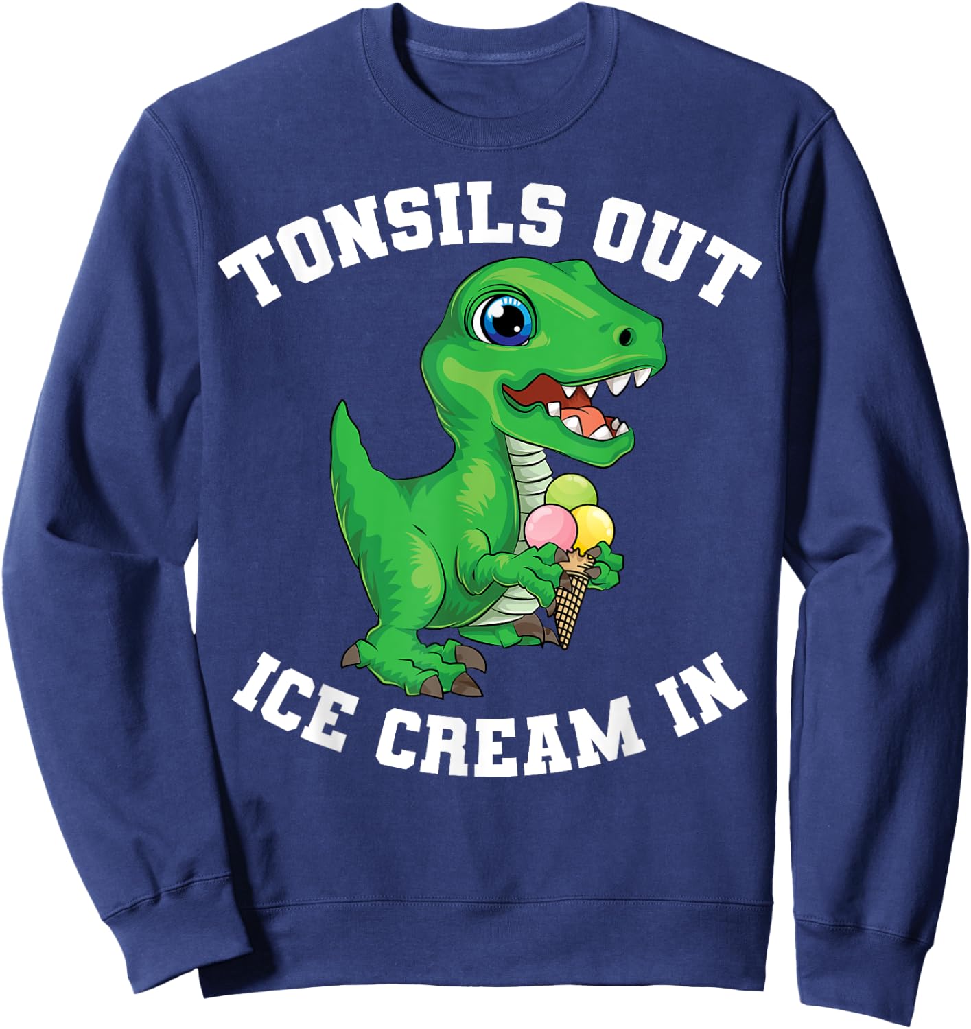 Get Well Gifts Kids Tonsils Dinosaur Tonsillectomy Surgery Sweatshirt - Sweatshirt | Navy