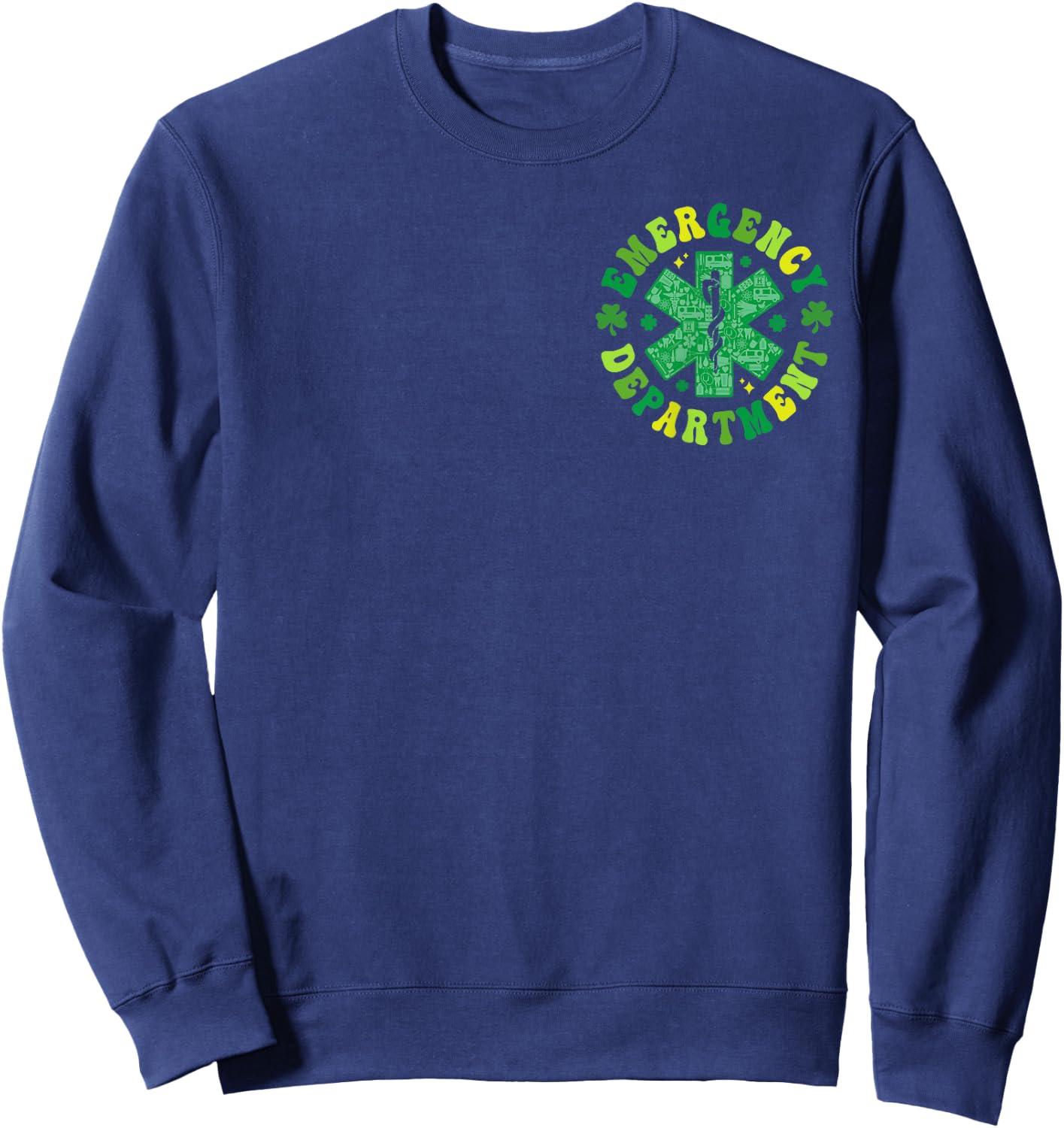Emergency Department St Paddy's Day Outfits Adults Black Short Sleeve Small Regular Themed Sweatshirt - Sweatshirt | Navy