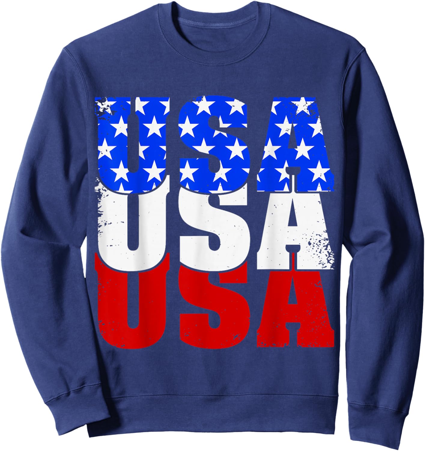 USA Patriotic American Flag Men Women 4th of July America Sweatshirt - Sweatshirt | Navy