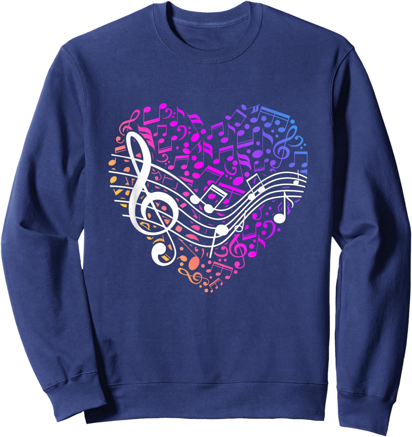 Music Heart Gift Valentine's Day Treble Clef Sweatshirt - Sweatshirt | Navy