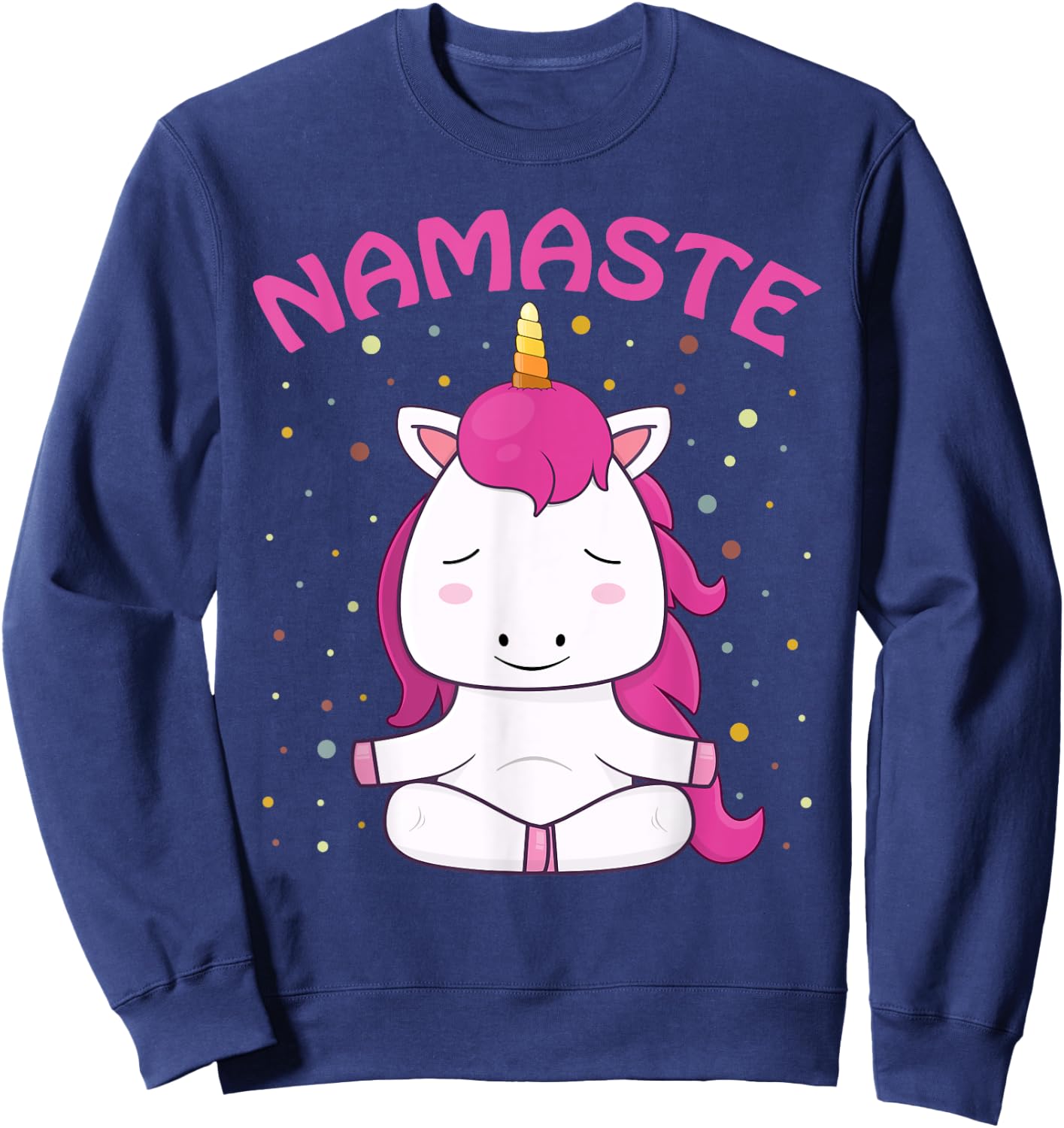 Unicorn Yoga Shirt Girls Magical Unicorns Sukhasana Namaste Sweatshirt - Sweatshirt | Navy